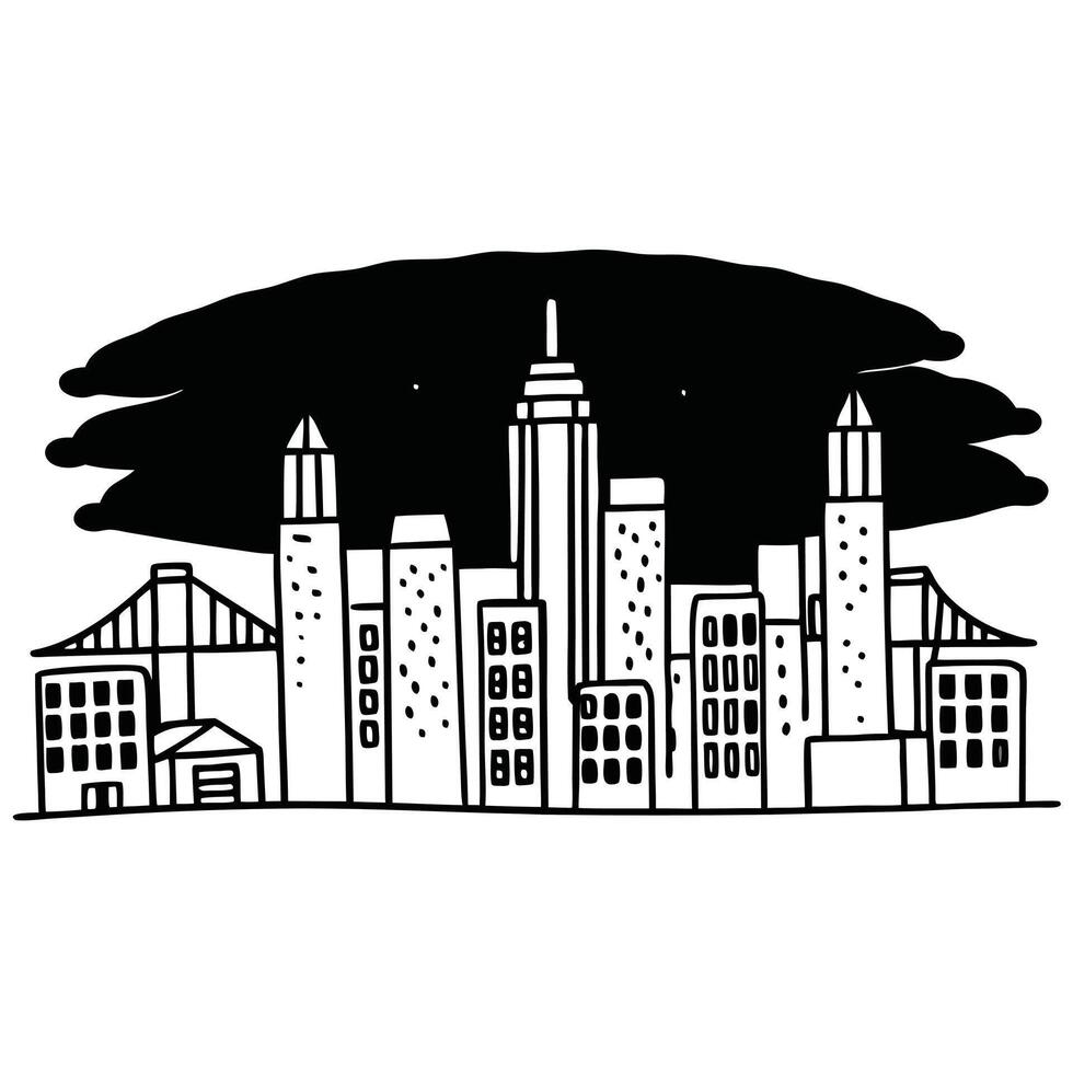 Abstract Black and White City Skyline Illustration vector