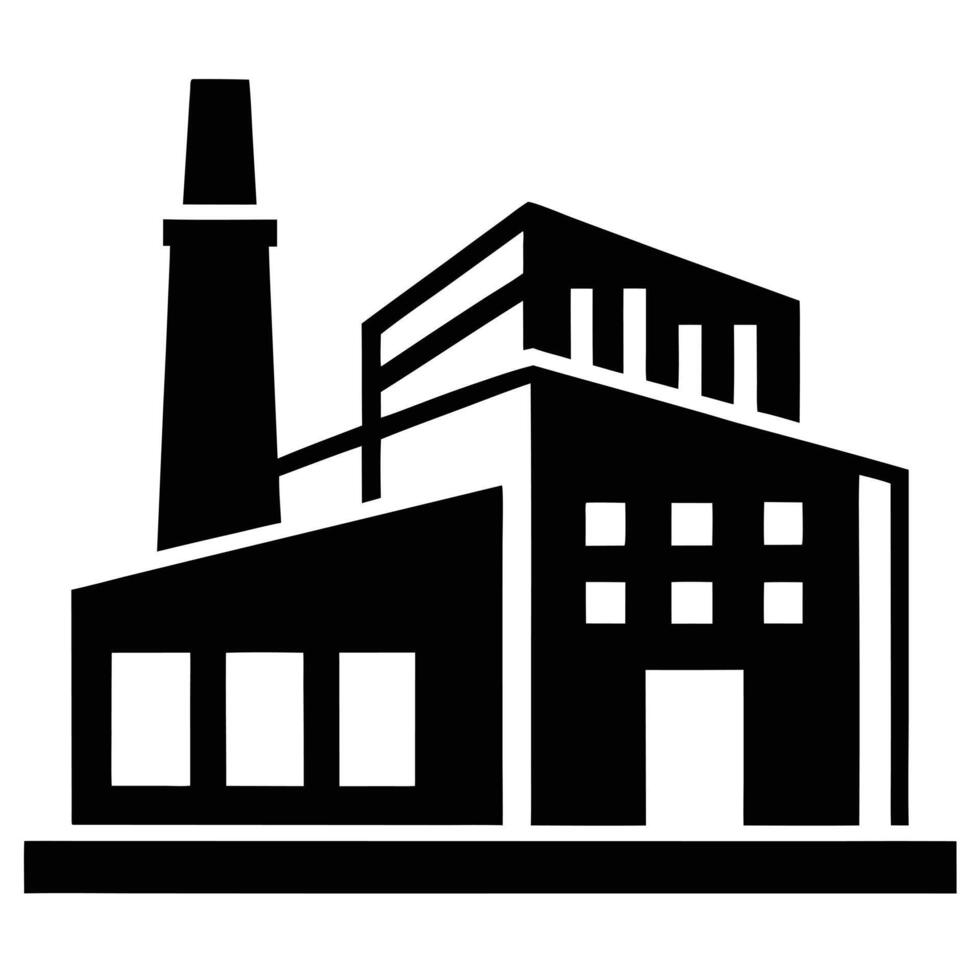 Black and White Factory Silhouette for Manufacturing vector
