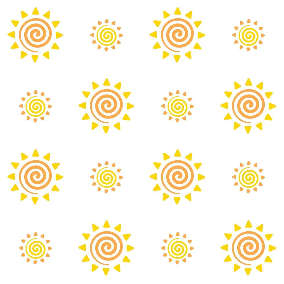 Party sun seamless pattern in yellow, orange, white vector