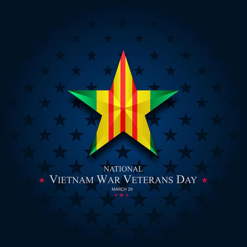 Vietnam war veterans day background with star and flag vector