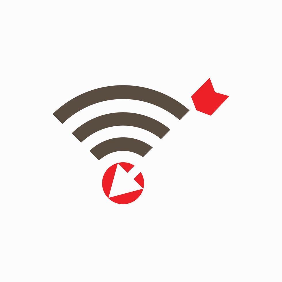 hotspot signal indicator logo with elegant arrow suitable for technology identity red vector