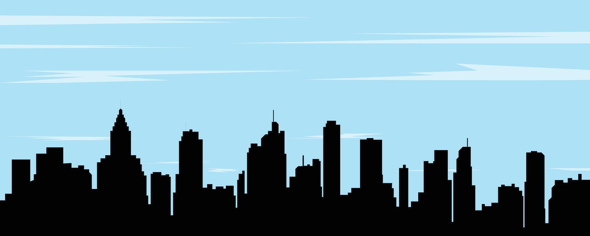 Minimalist City Skyline Silhouette with Blue Sky Background vector