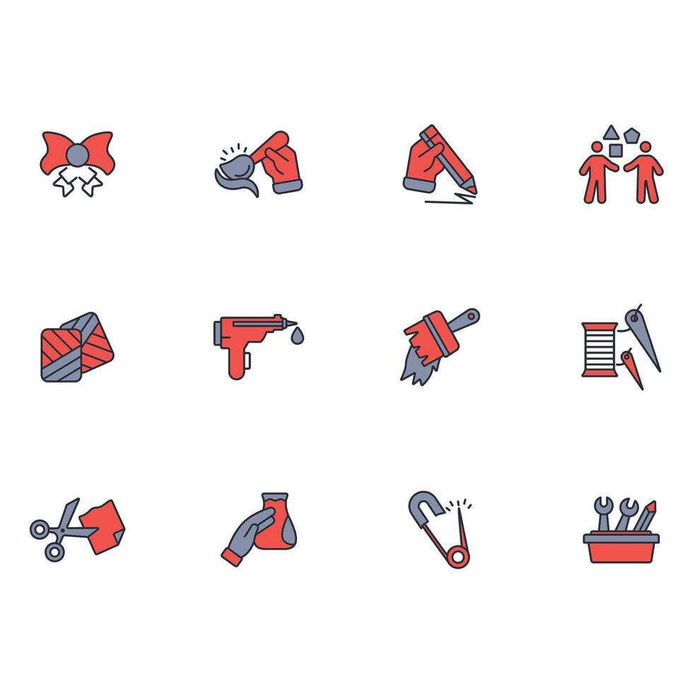 Crafting icon set..Editable stroke.linear style sign colours vector