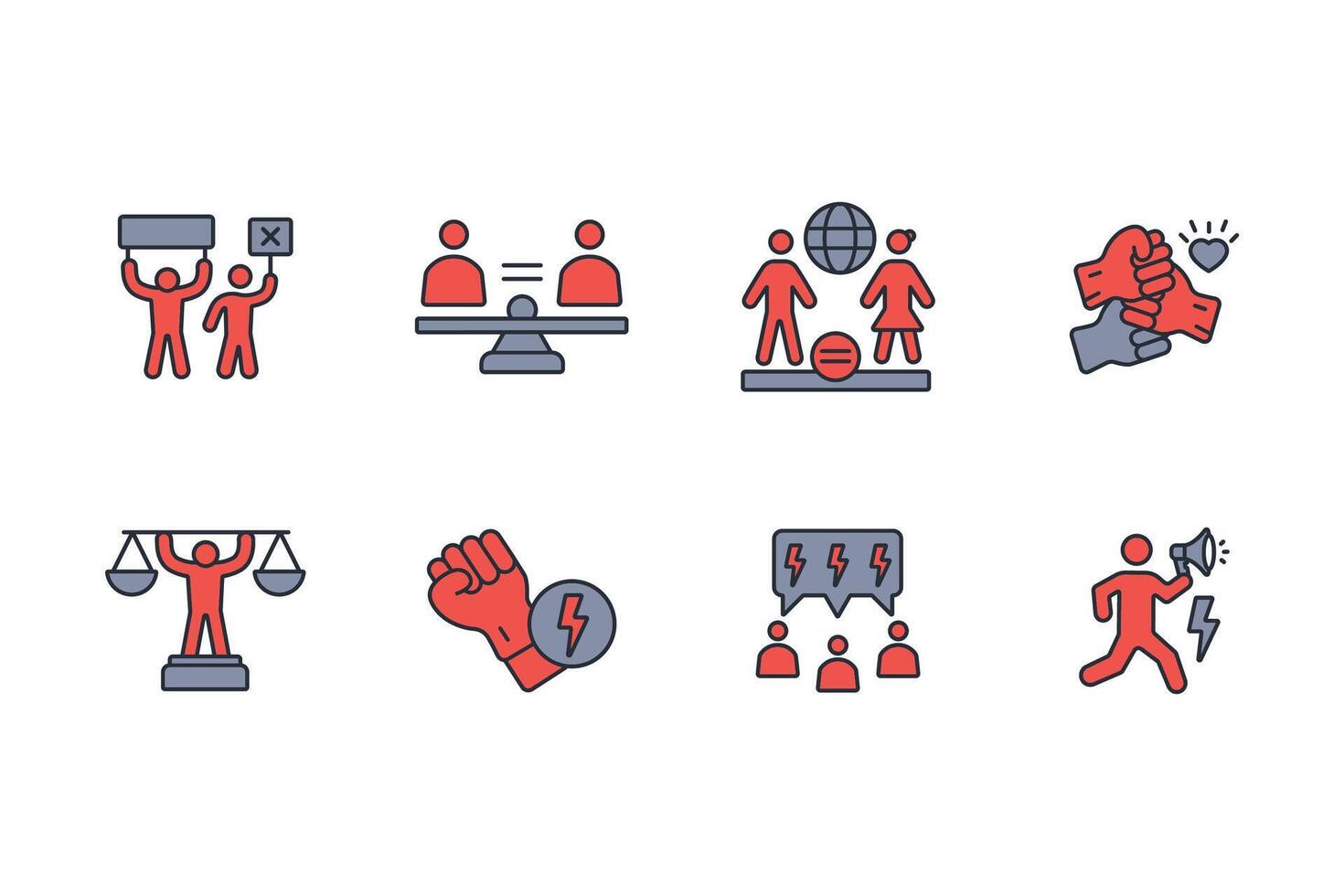 activism protest icon set colours vector