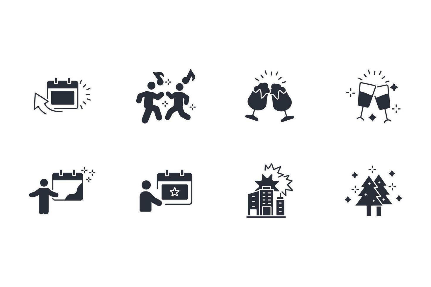 New year icon flat vector