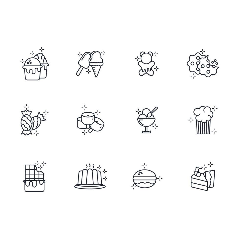 Sweets and desserts icon set Editable stroke vector
