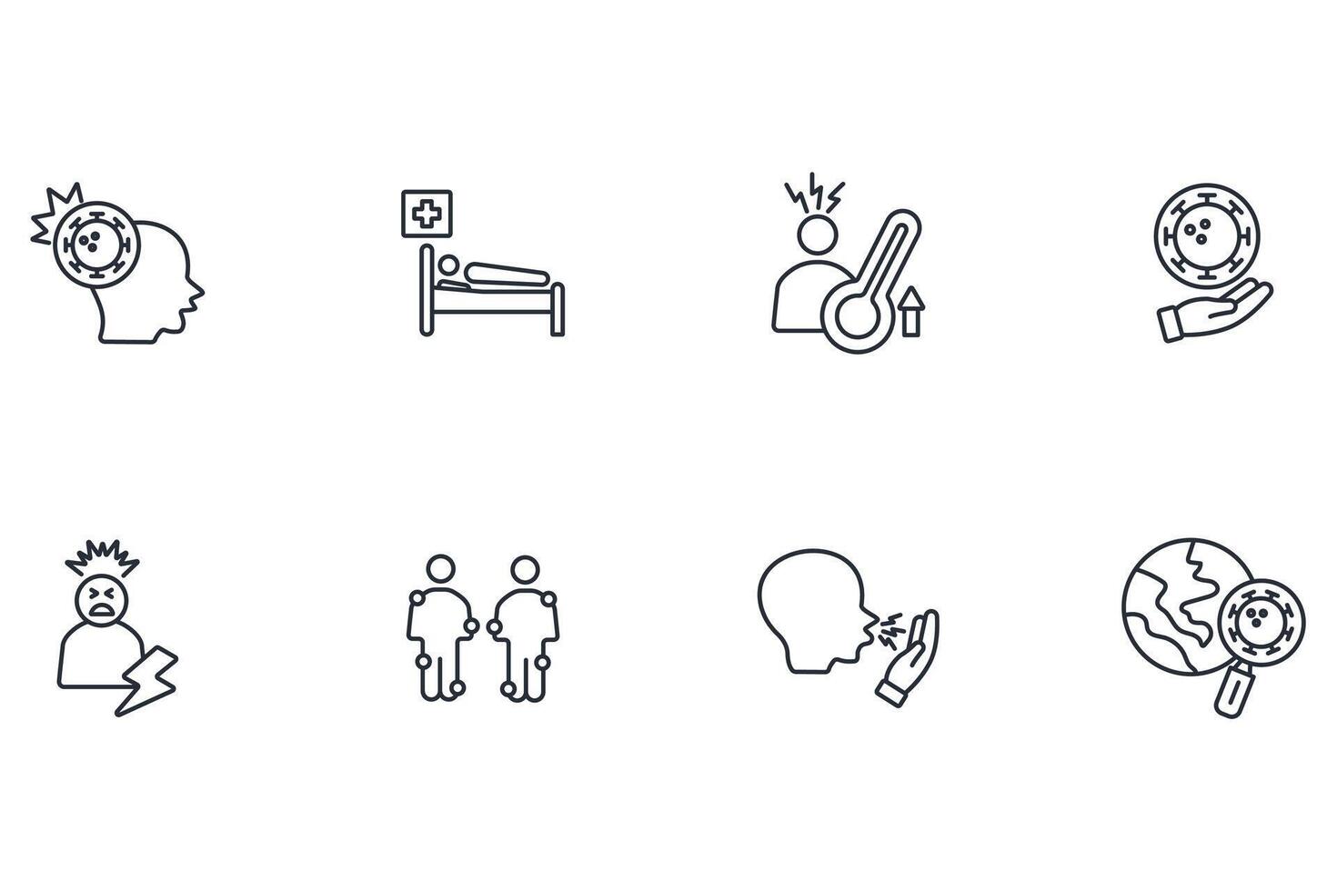 sickness icon set line vector