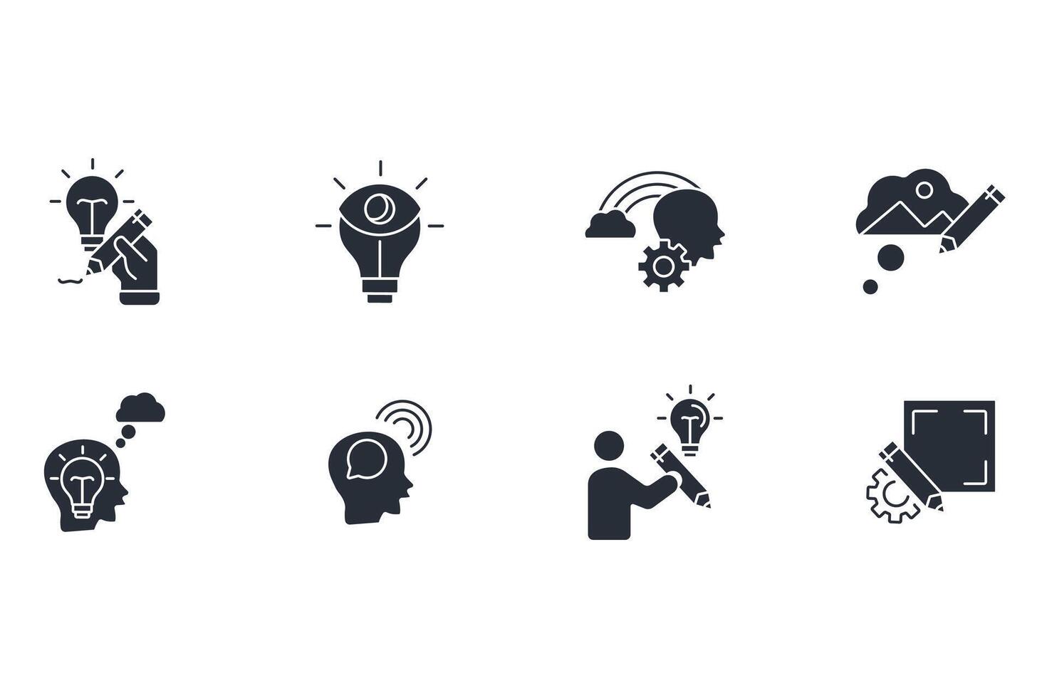 Creativity icon set flat with vector