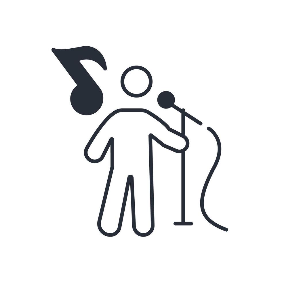 singing icon. Editable stroke.linear style sign for use web design,logo.Symbol illustration. vector