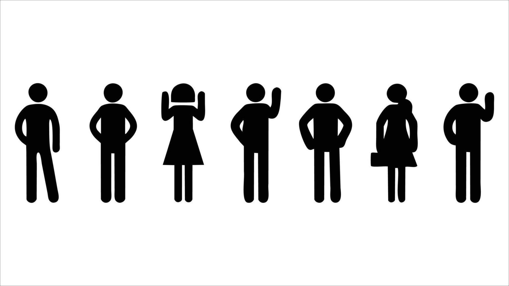 Simple Black Pictogram People Icons Diverse Poses and Gestures vector