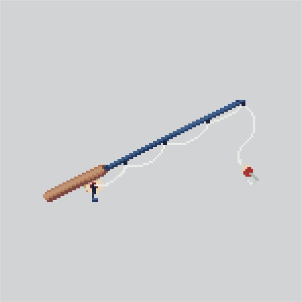 Pixel art illustration Fishing Rod. Pixelated Fishing Pole. Fishing Rod Pole Icon pixelated for the pixel art game and icon for website and game. old school retro. vector