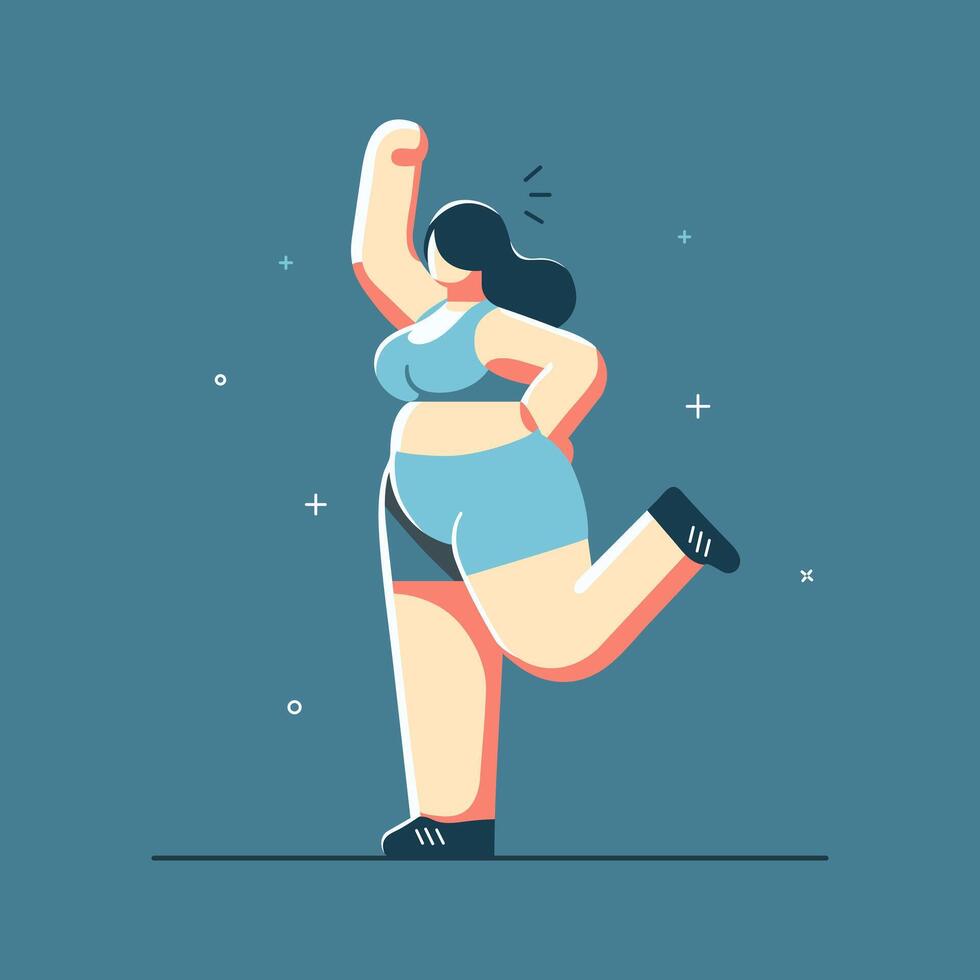 Embracing Fitness Confident Plus Size Woman for Obese Day vector