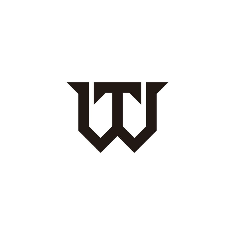 letters wt simple linked geometric lines logo vector