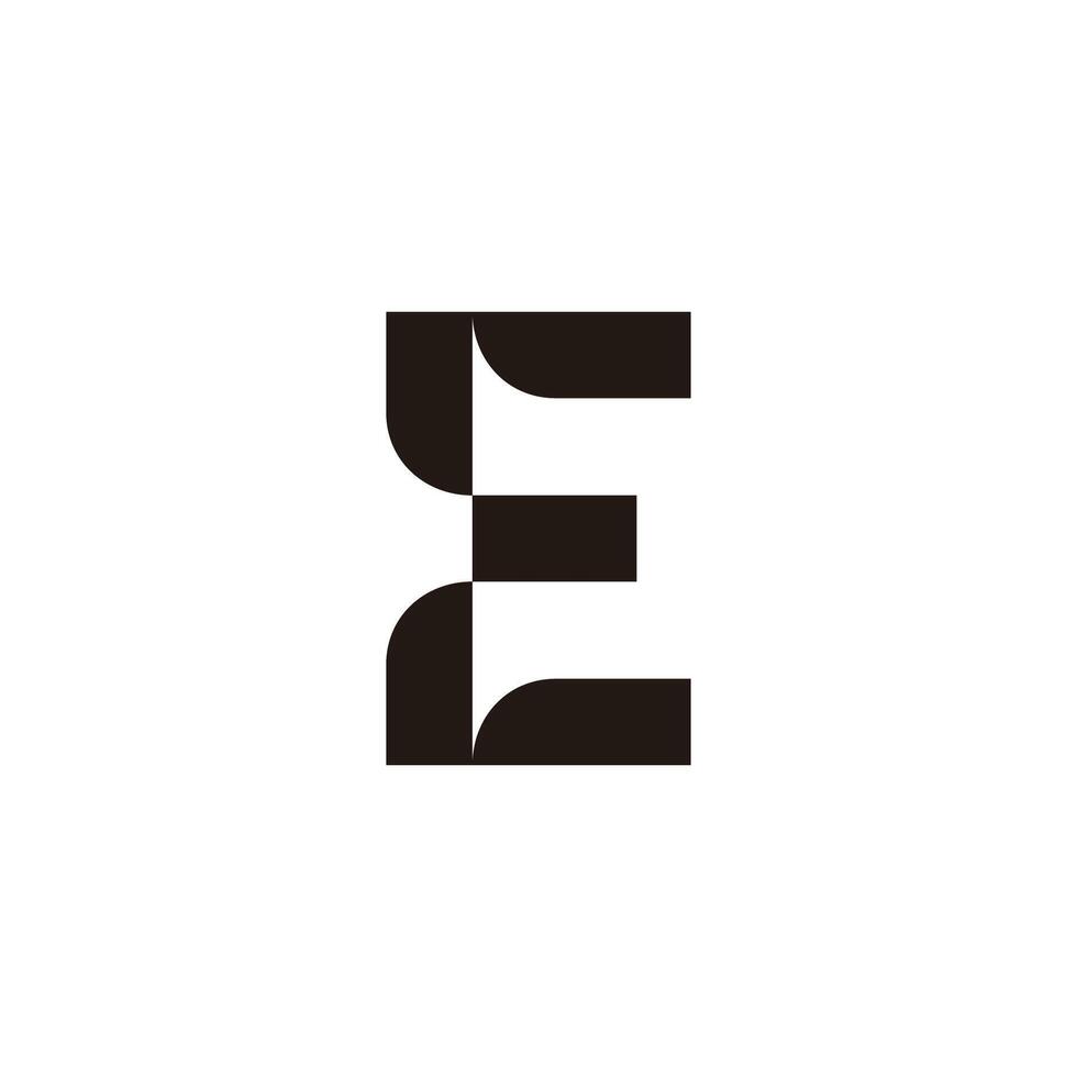 letter e curves simple geometric shape logo vector