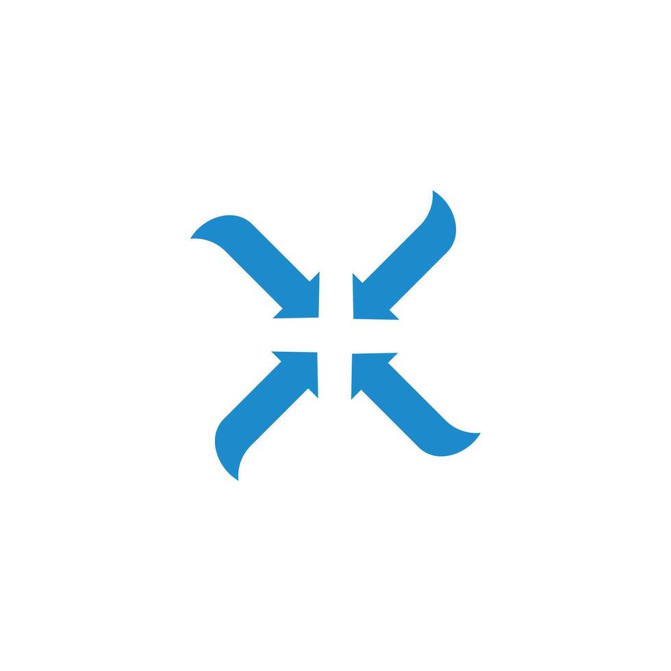 center point arrows rotate blue symbol vector