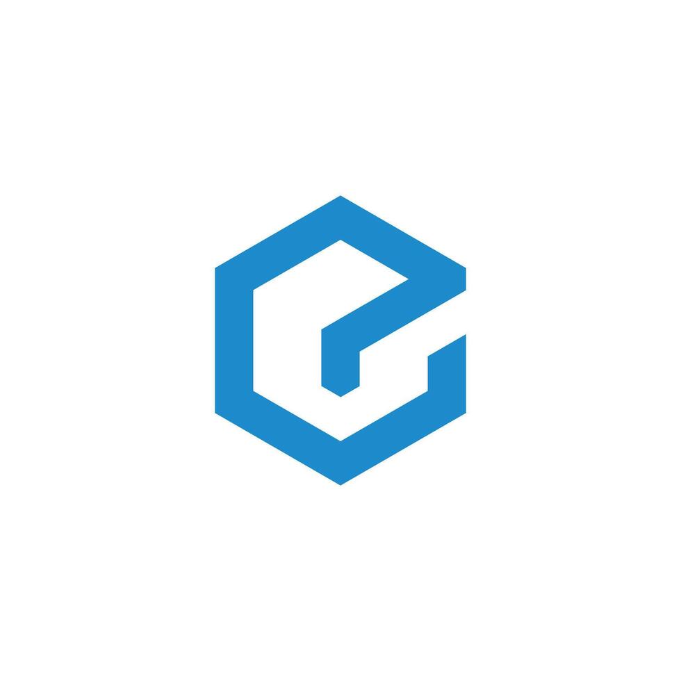 letter e ice cube blue simple logo vector