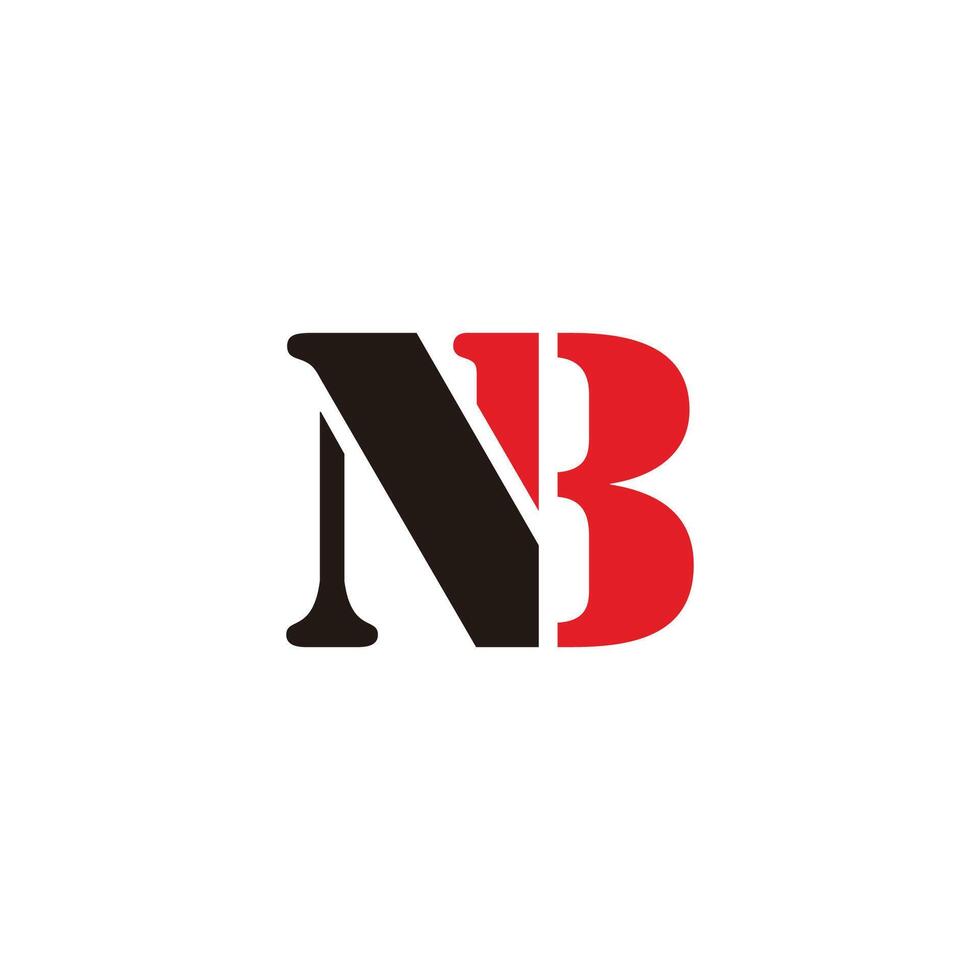 letter nb vintage simple slice colorful logo vector