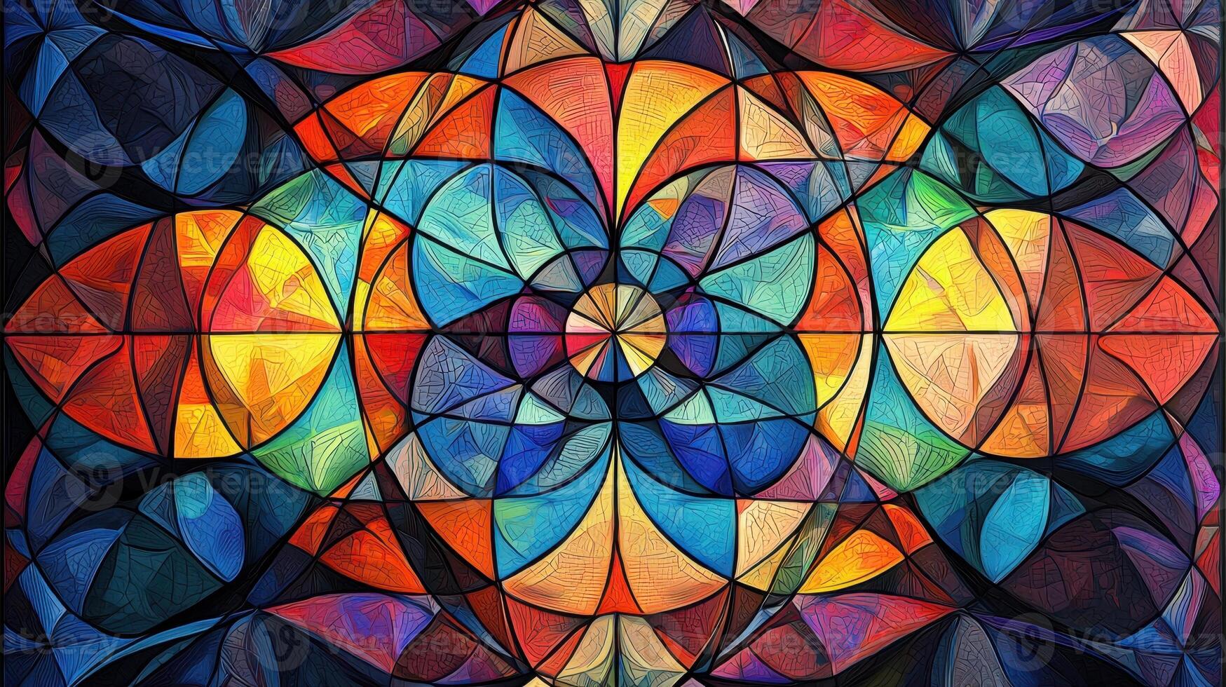 A colorful abstract painting of a flower photo