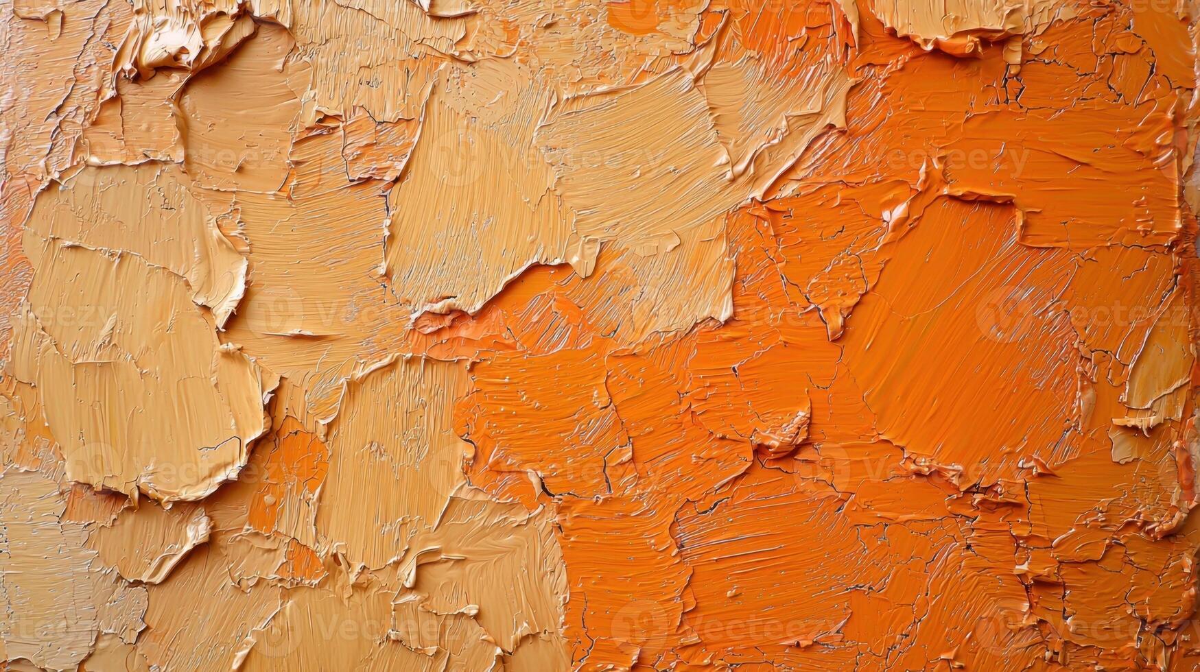Bold layers of orange and beige paint create an intricate texture, showcasing a vibrant blend of colors in a contemporary art style, ideal for modern decor photo