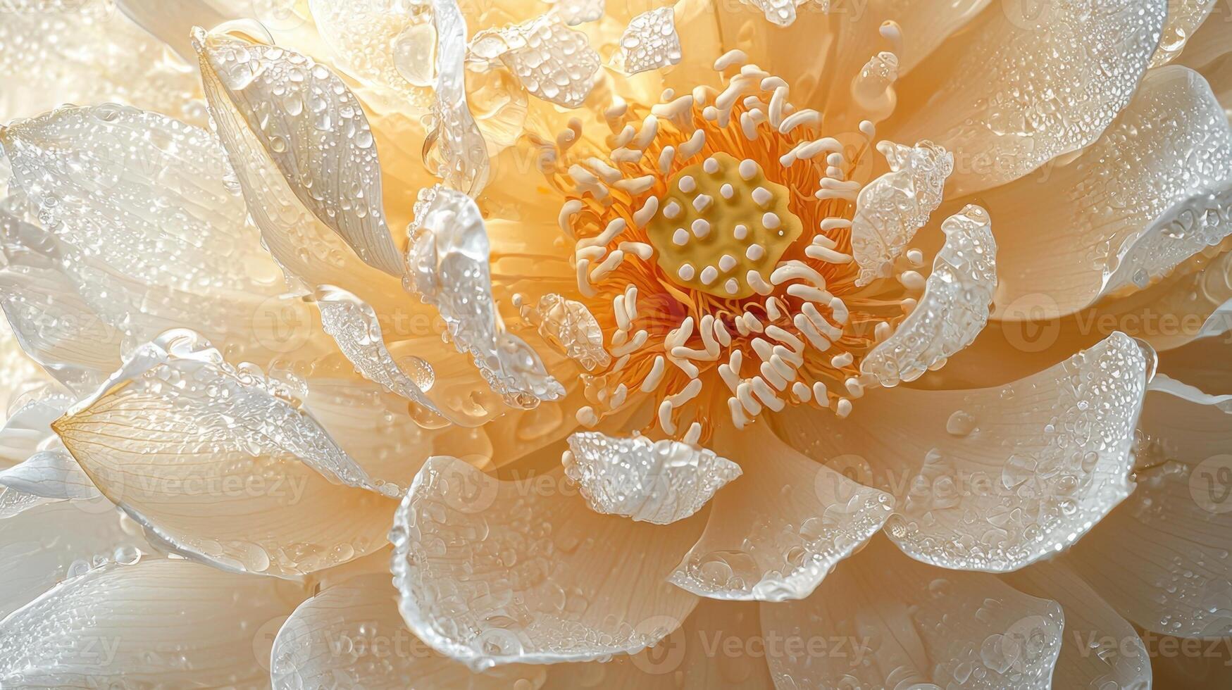 A close up of a white flower with water droplets photo