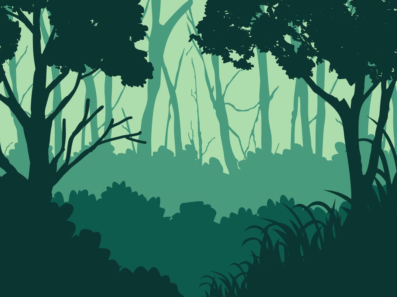 Silhouettes of a trees forest. vector