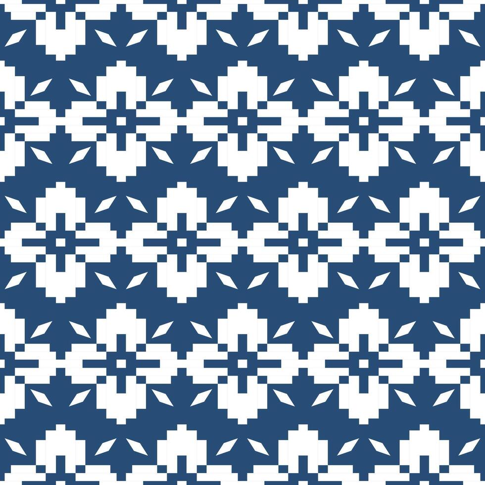 Dark blue and White color Geometric ethnic oriental pattern traditional Design. vector