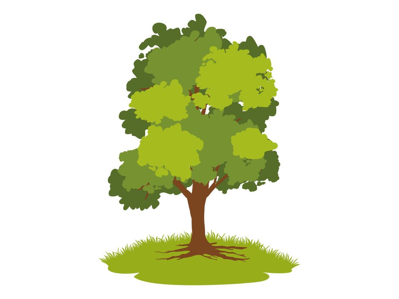 rees and root with green leaves. vector