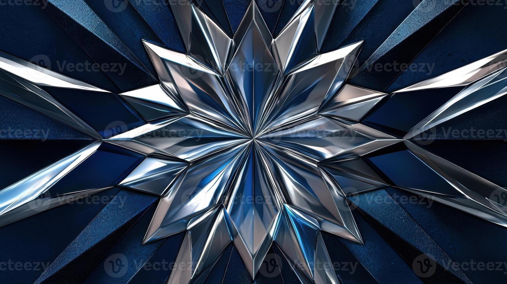 A blue and silver starburst design on a black background photo