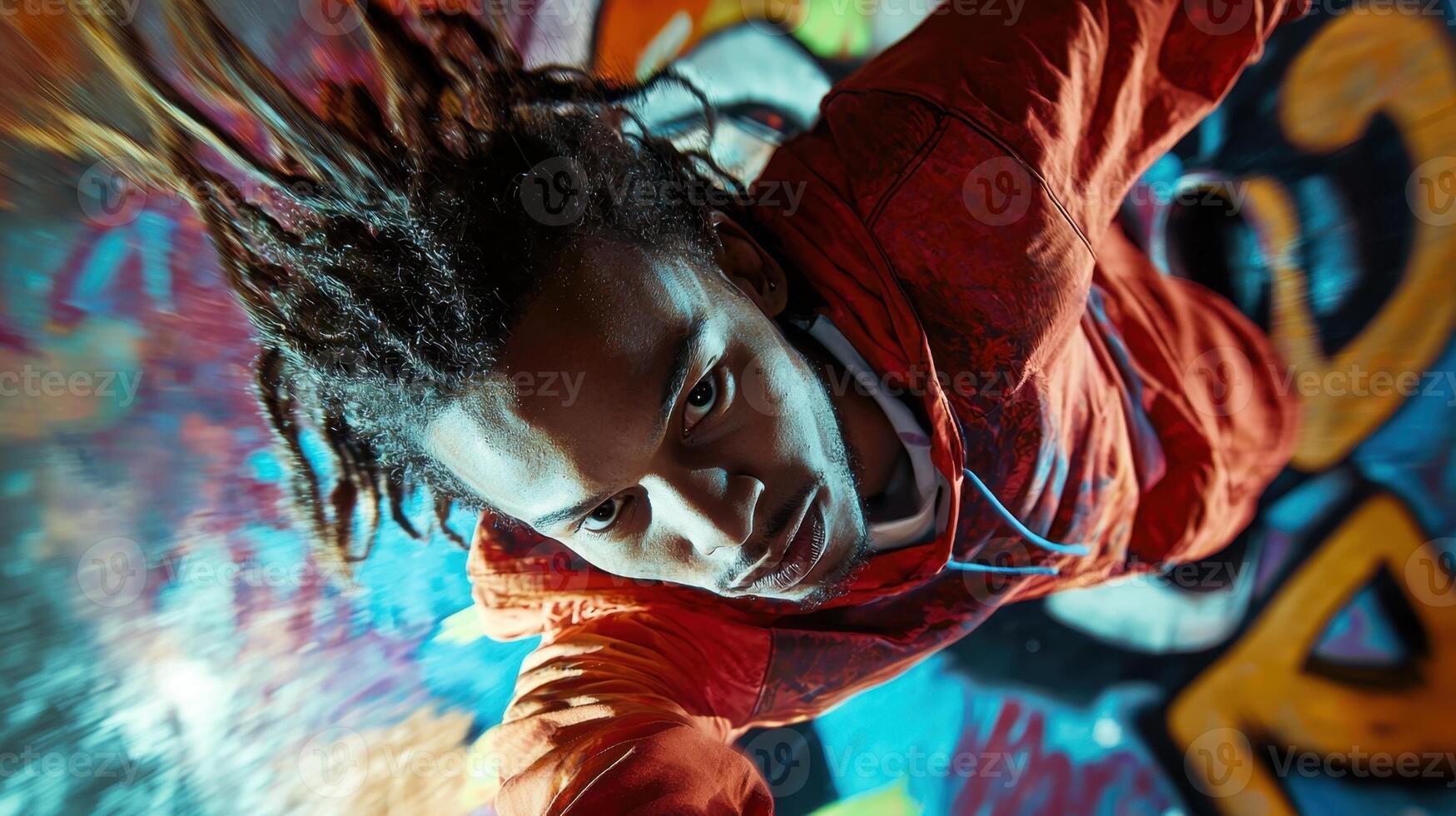 A man with dreadlocks in the air photo