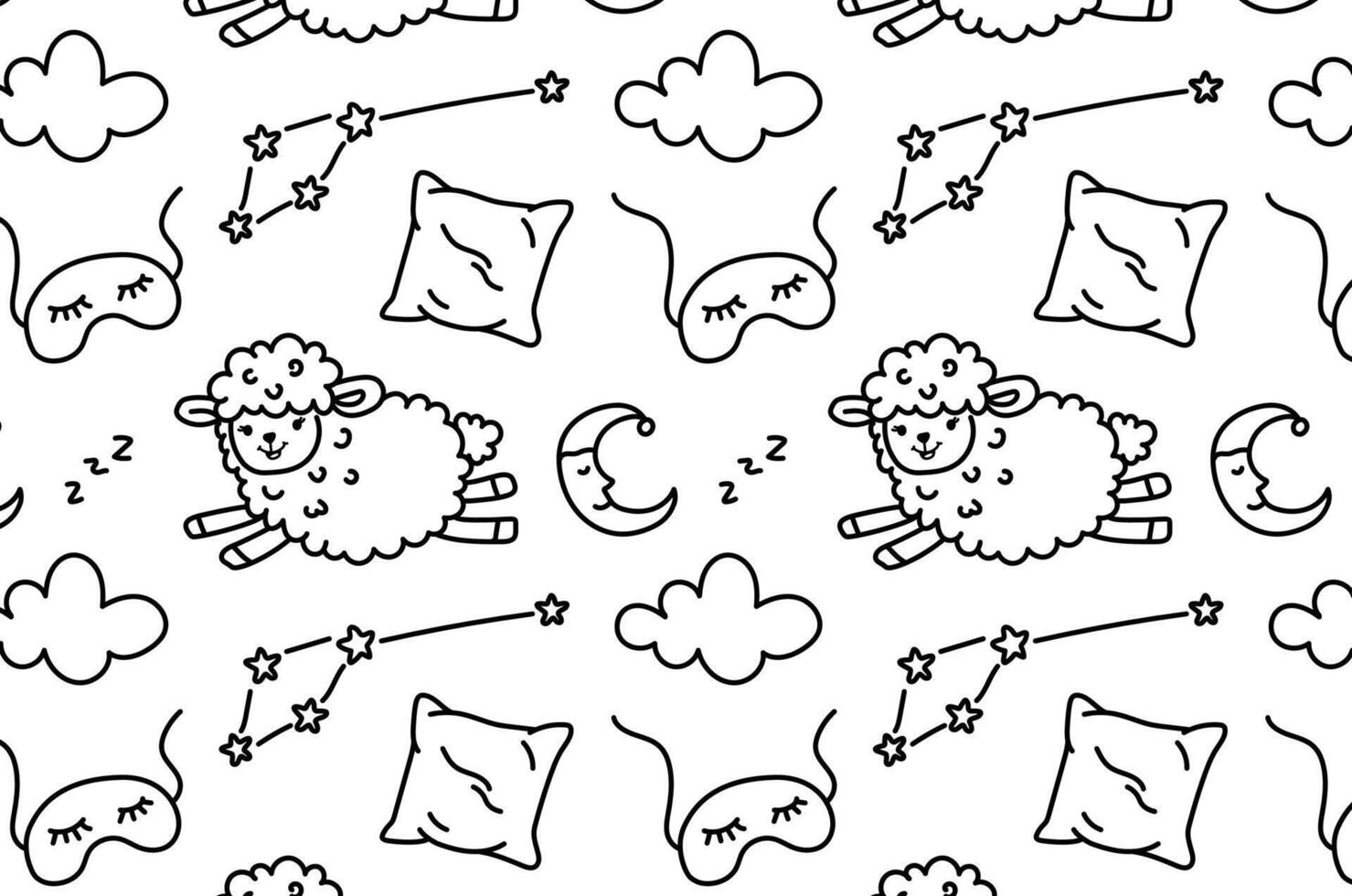 Pattern of sleep doodle Good night symbols. count the sheep vector