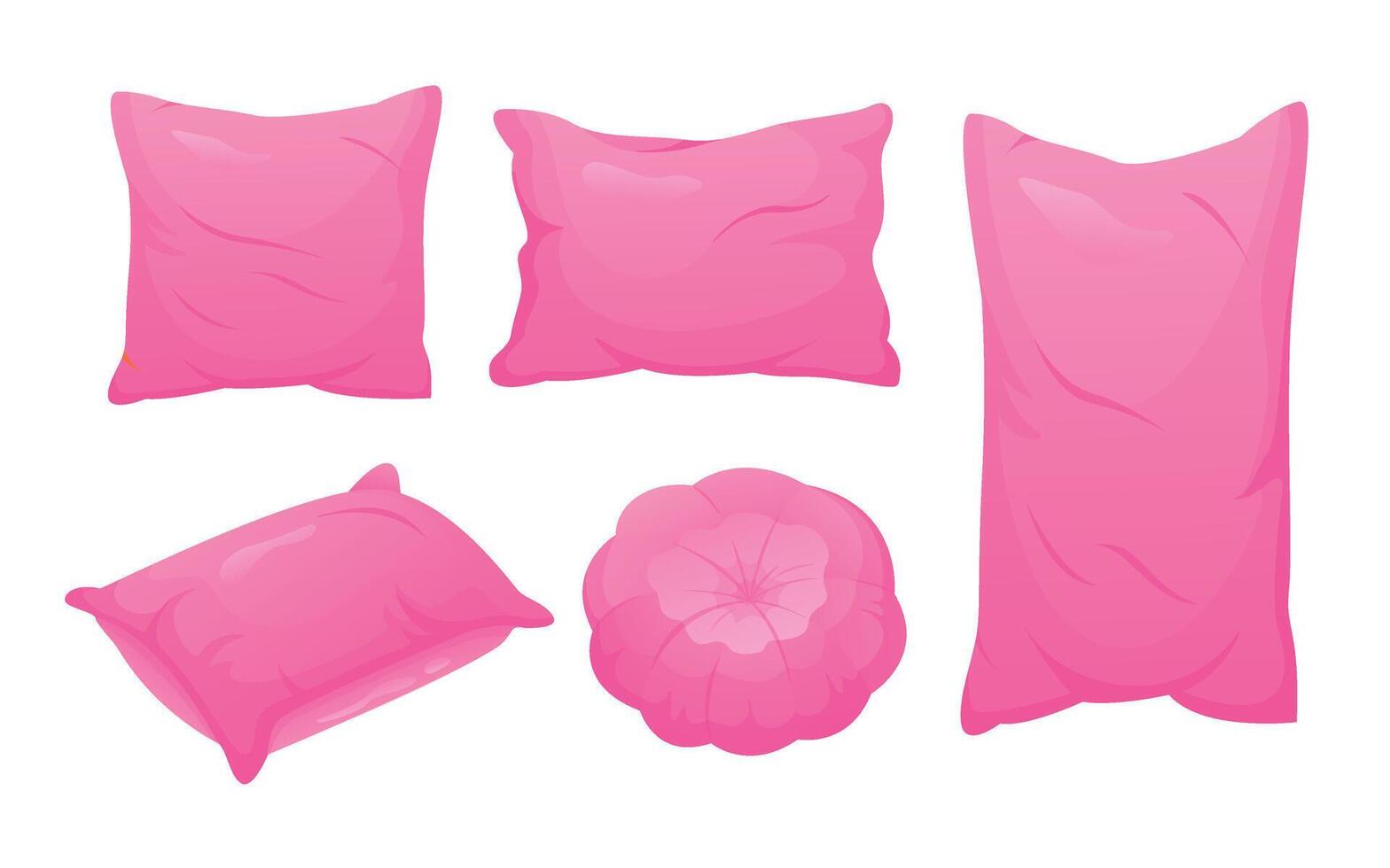 Pink Pillow Set. Pillows Rest Warm Cozy Pillows. Pink pillows isolated on background vector