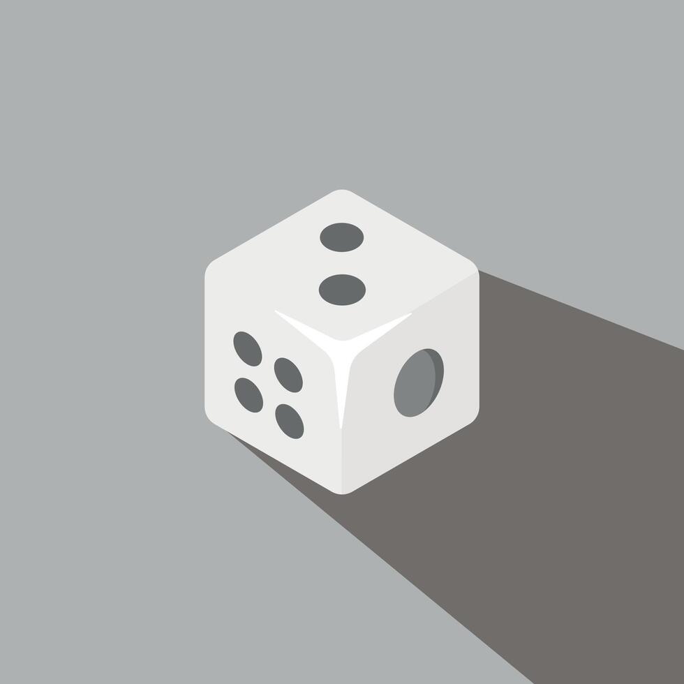 A design illustration of a dice game icon, the white coloured dice have shadows. vector
