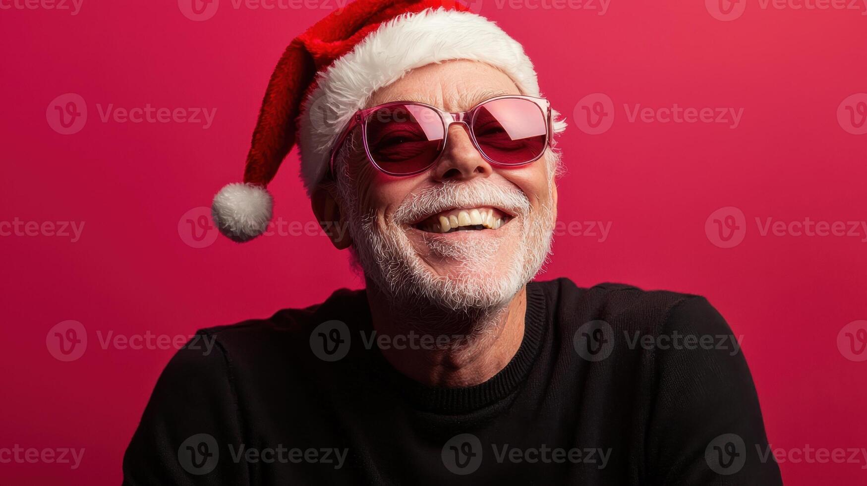 A man with sunglasses and a santa hat smiling photo