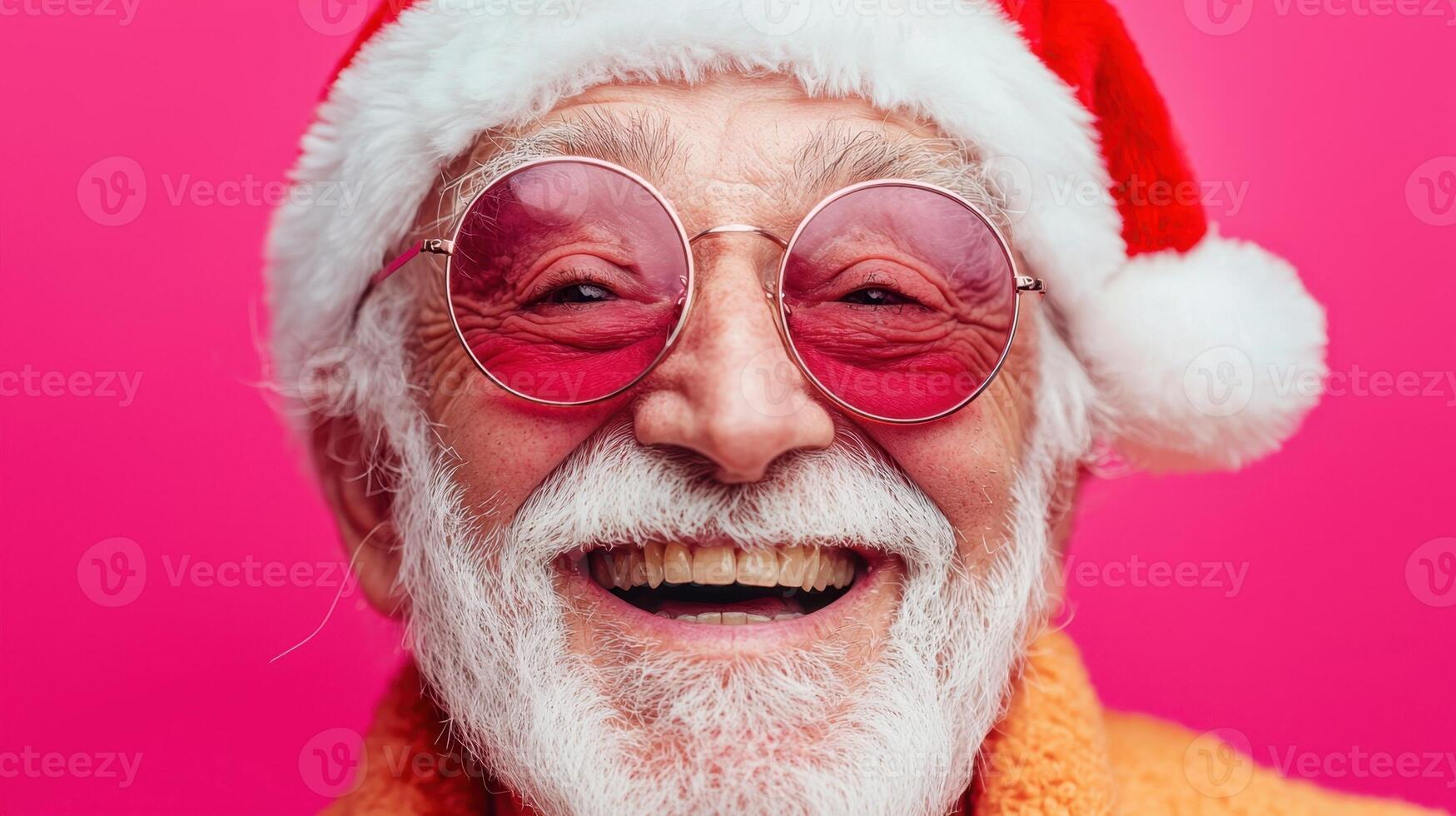 A man with a santa hat and sunglasses photo