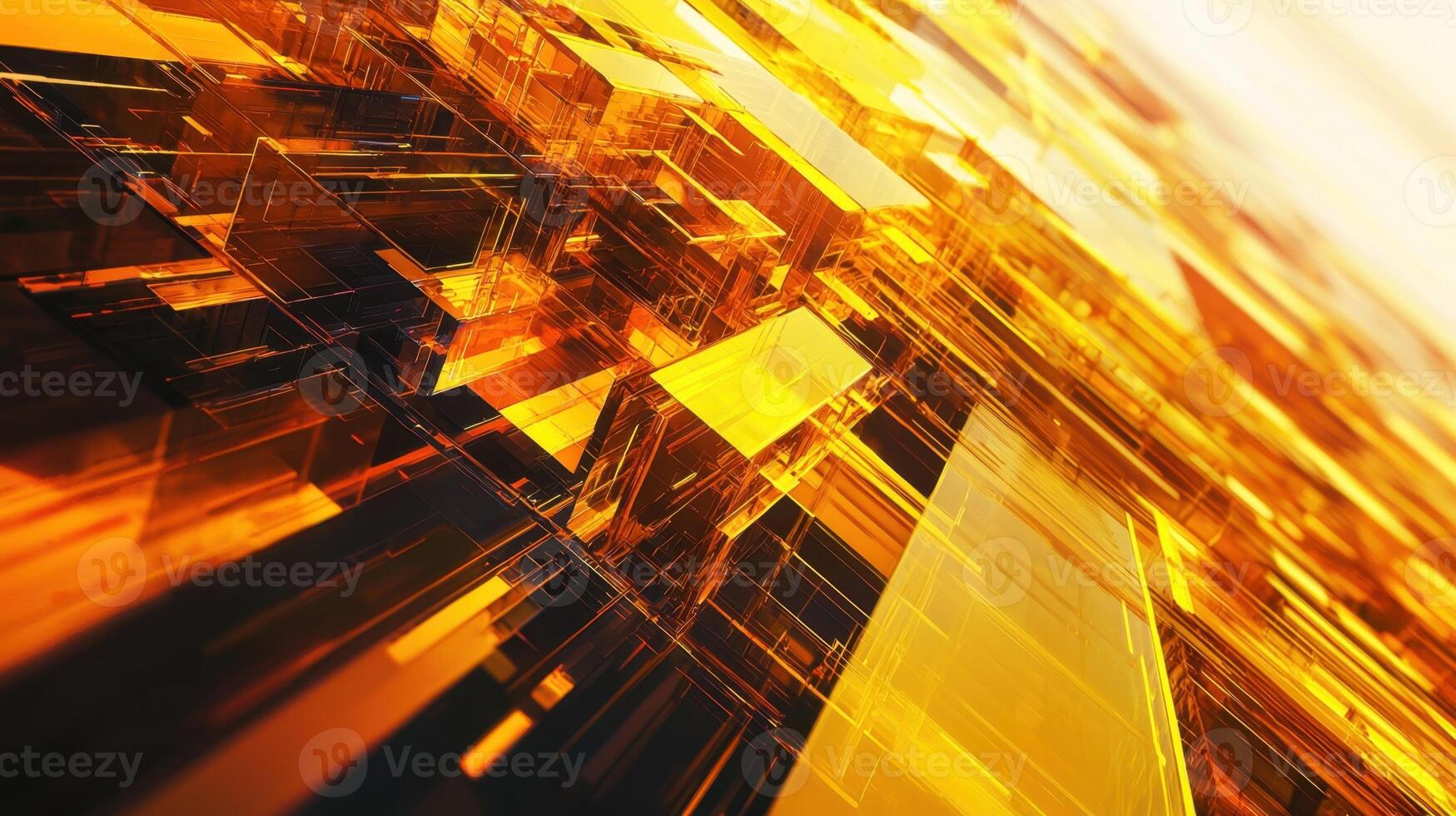 Warm amber tones dominate the visual landscape, showcasing intricate geometric shapes and layers. The interplay of light and texture creates a dynamic, abstract composition photo