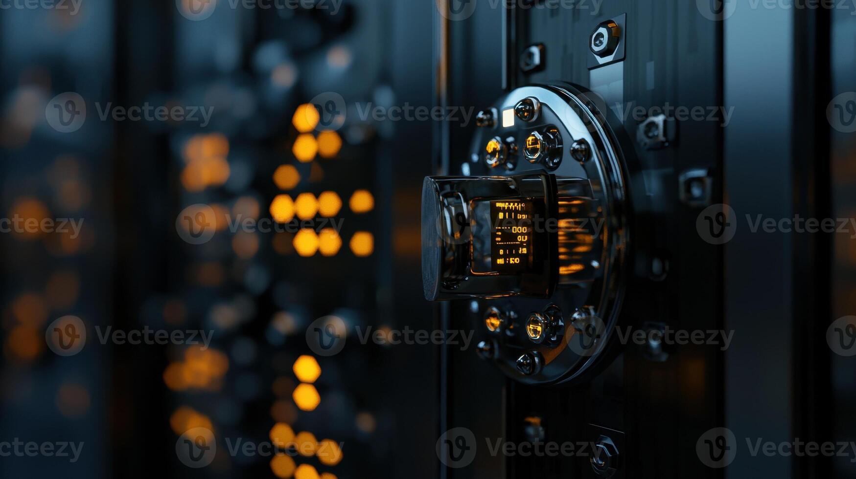 A close up of a computer with a lock on it photo