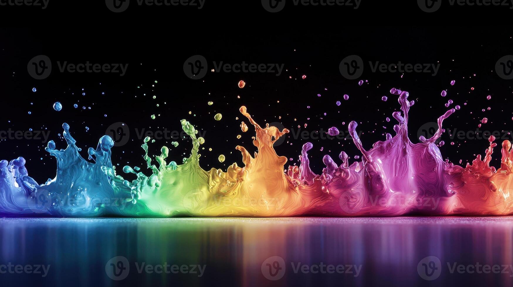 Colorful splash of paint on a black background photo