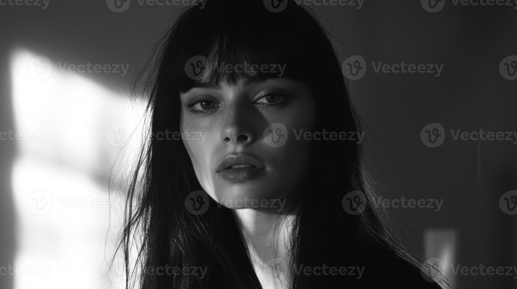 A black and white photo of a woman
