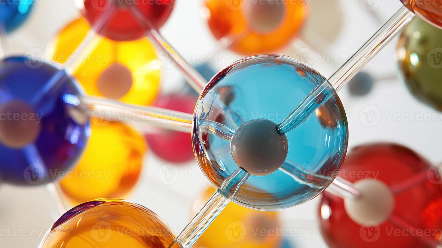 Colorful molecules are arranged in a structure photo