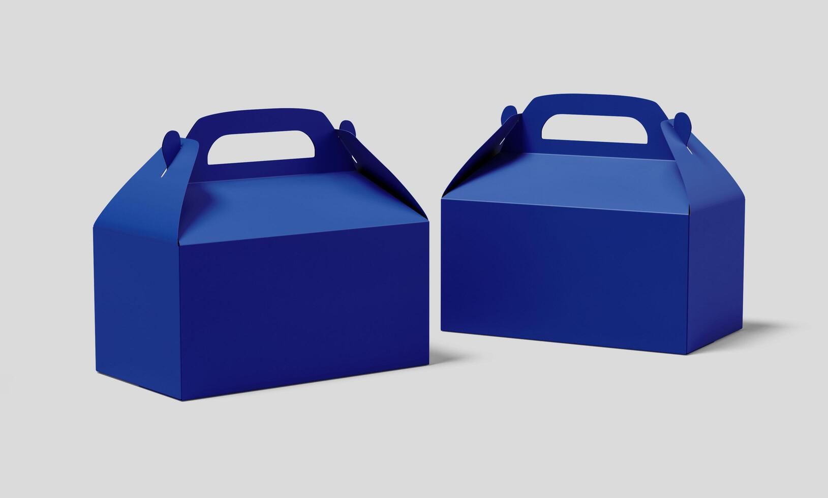 Two blue boxes with handles on a white background photo