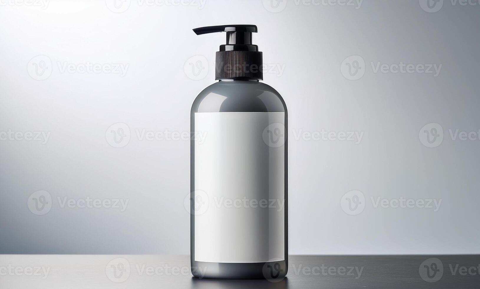 A bottle of soap with a black pump on a table photo