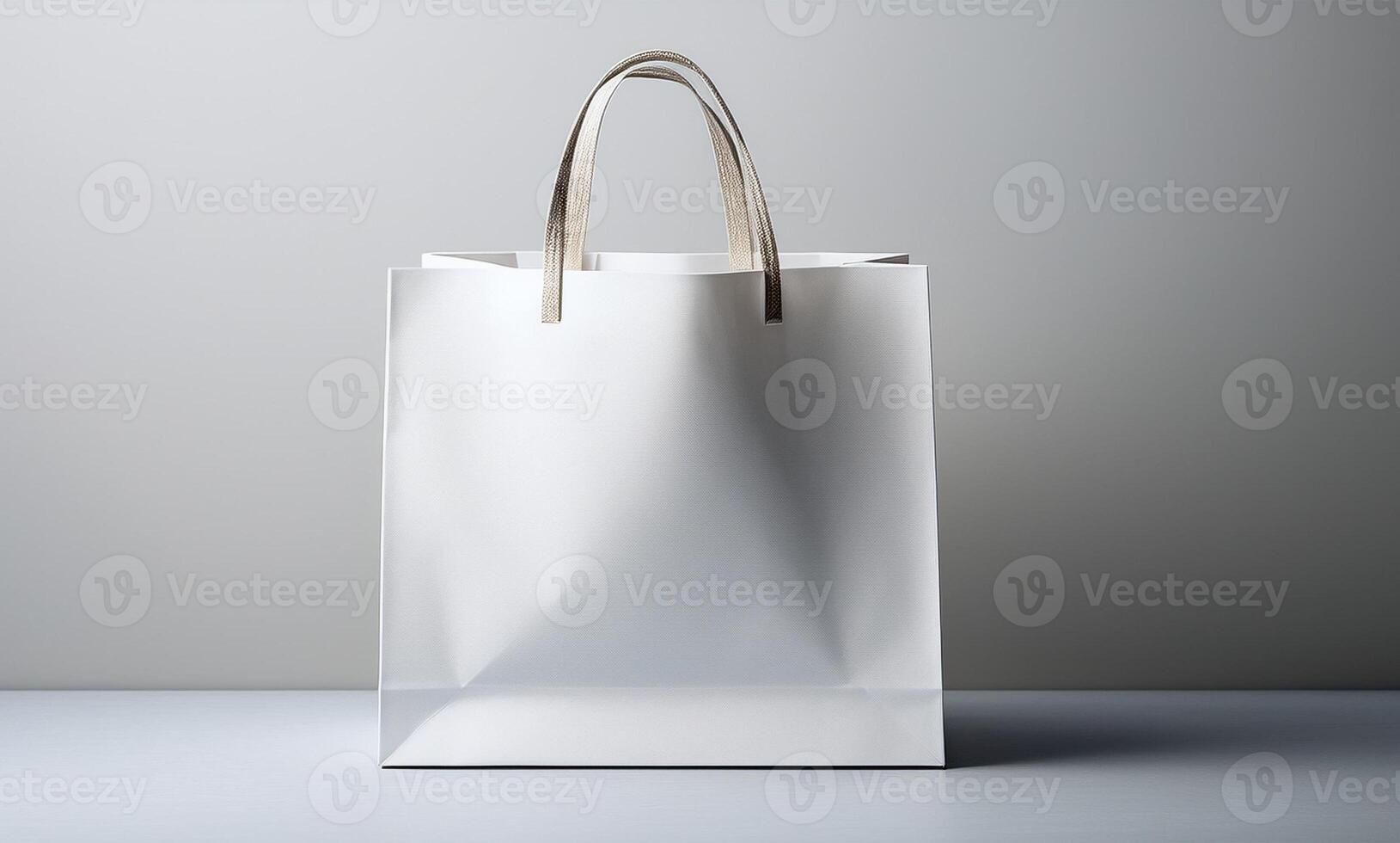 White paper bag mockup on grey background photo