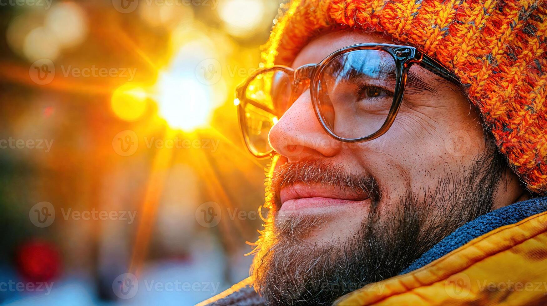 A man with glasses and a hat is smiling photo