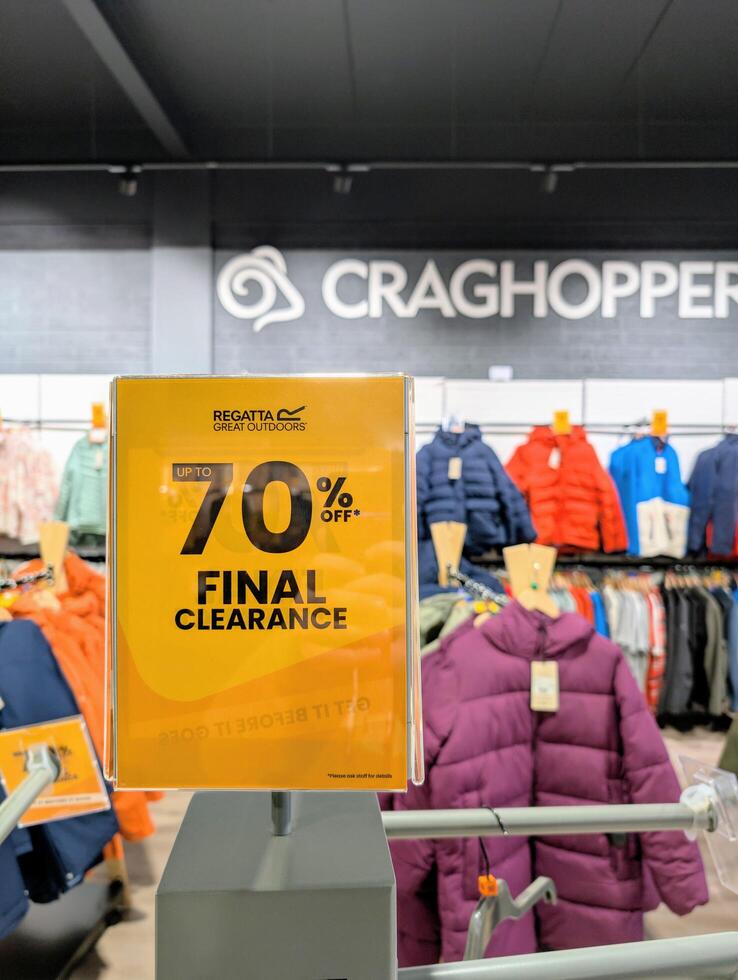 Galway, Ireland - Feb. 09. 2025. Final sale at Regatta store brand, hiking and lifestyle clothing and accessories, fashion shop photo