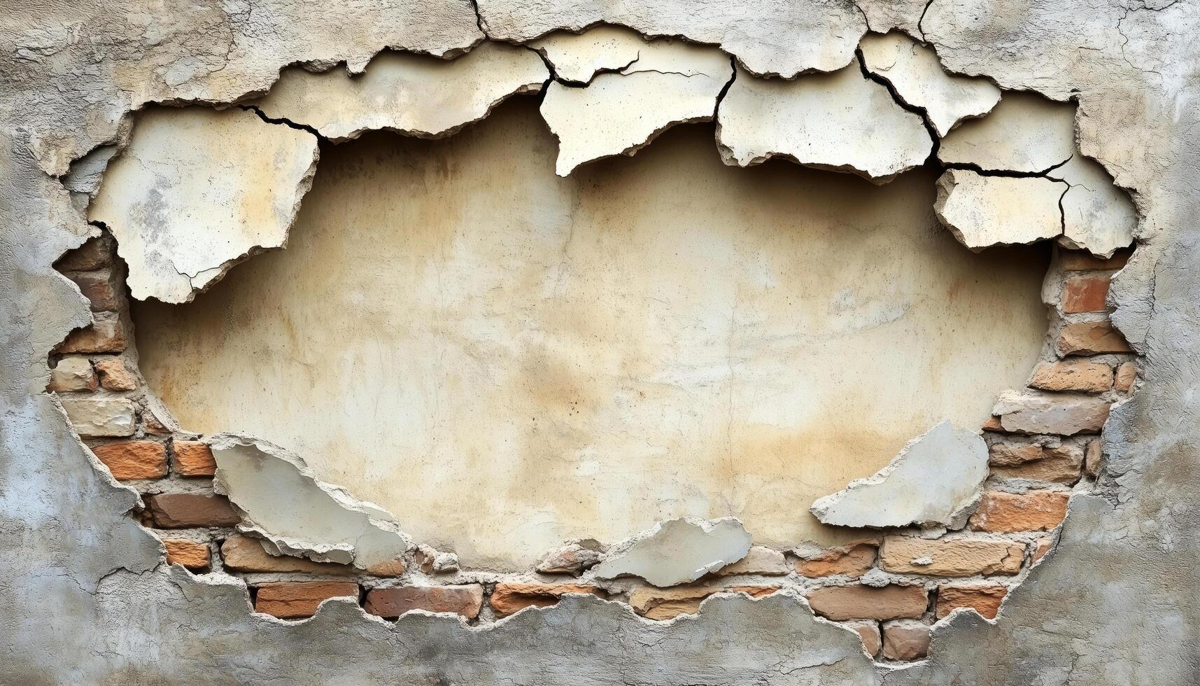A hole in the wall with a brick photo