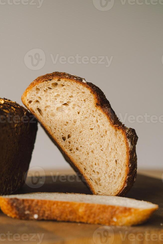 Whole grain, yeast-free healthy sourdough bread photo