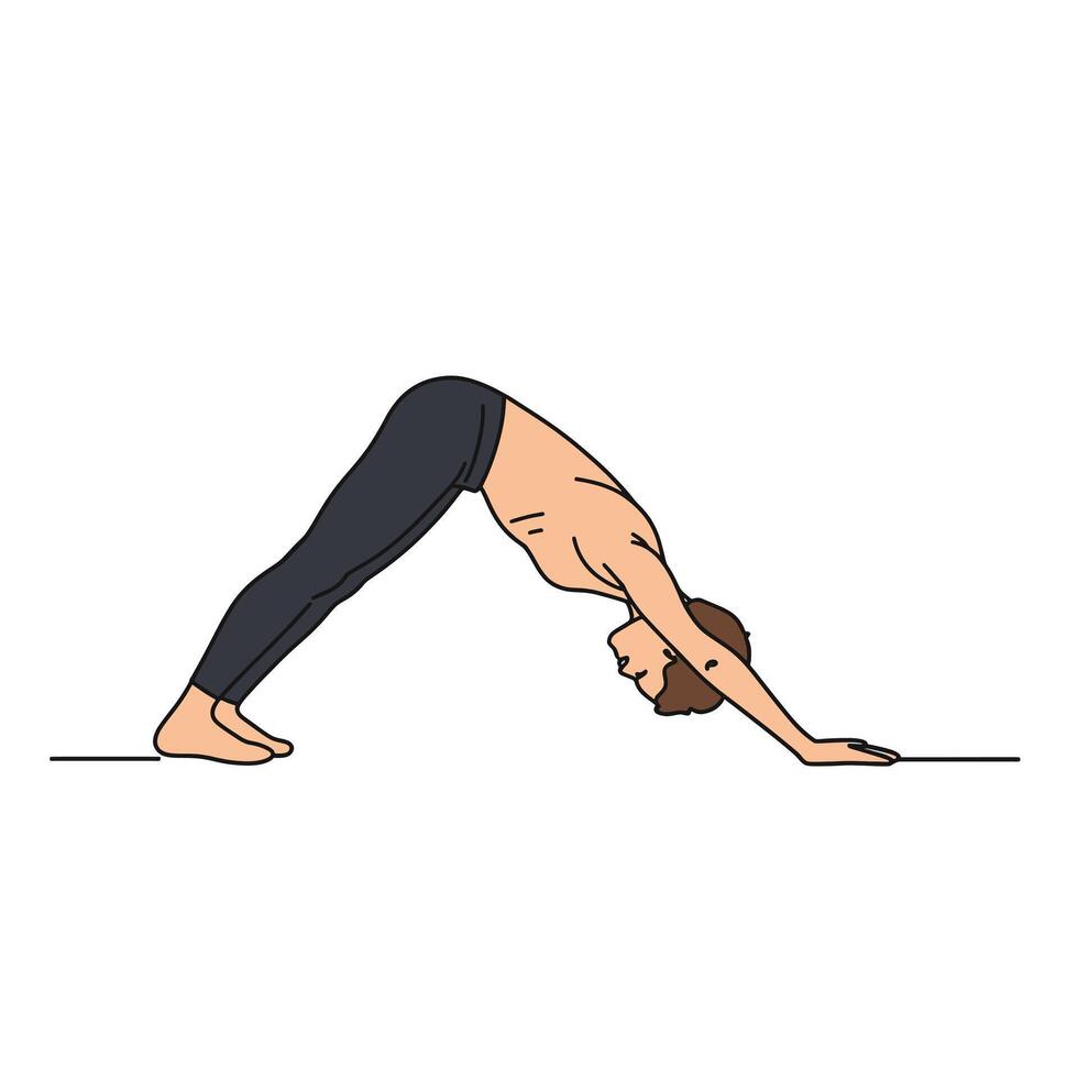 A man is doing a downward dog pose vector