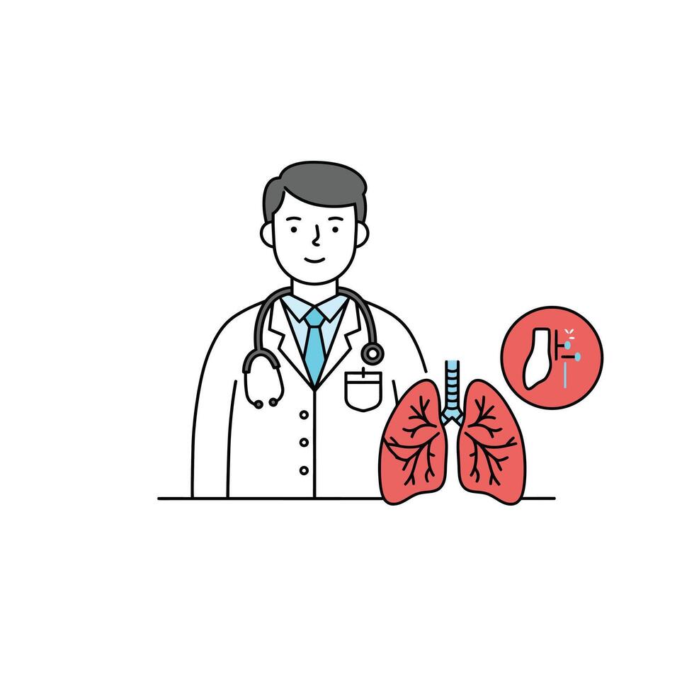 Illustration of a doctor with a lung vector
