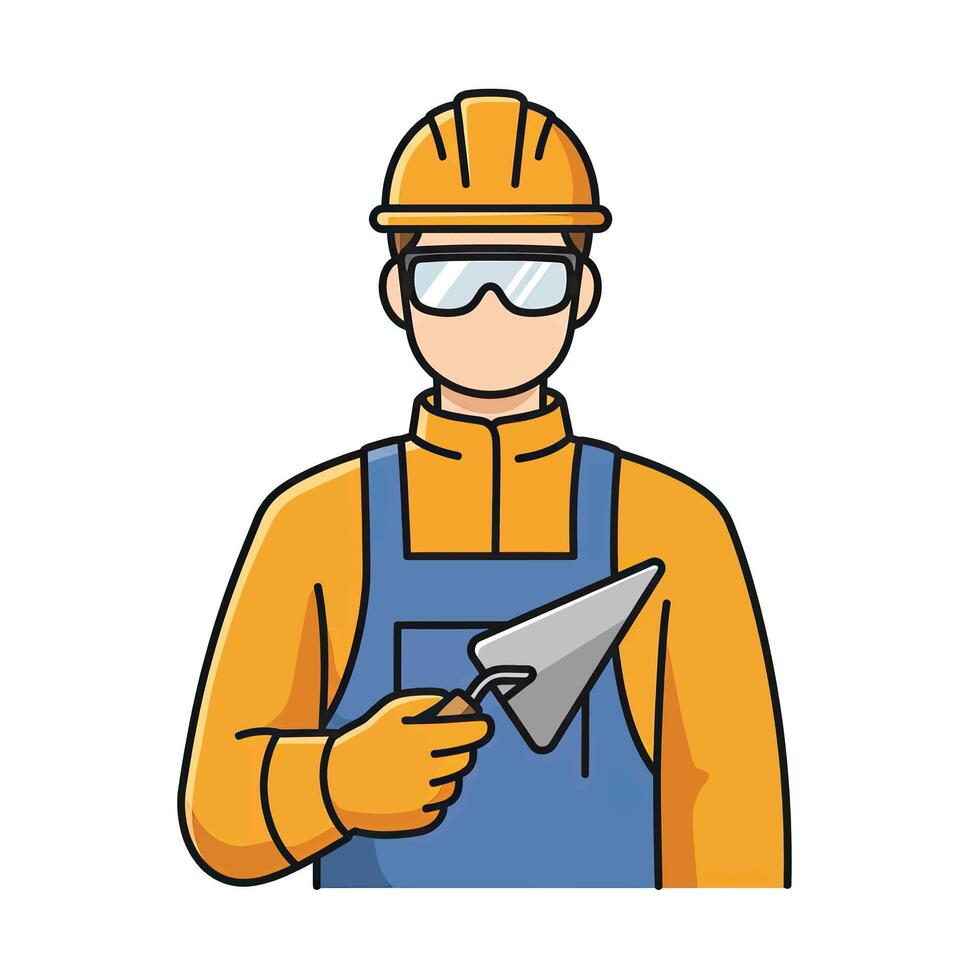 A man in hard hat and glasses holding a hammer vector