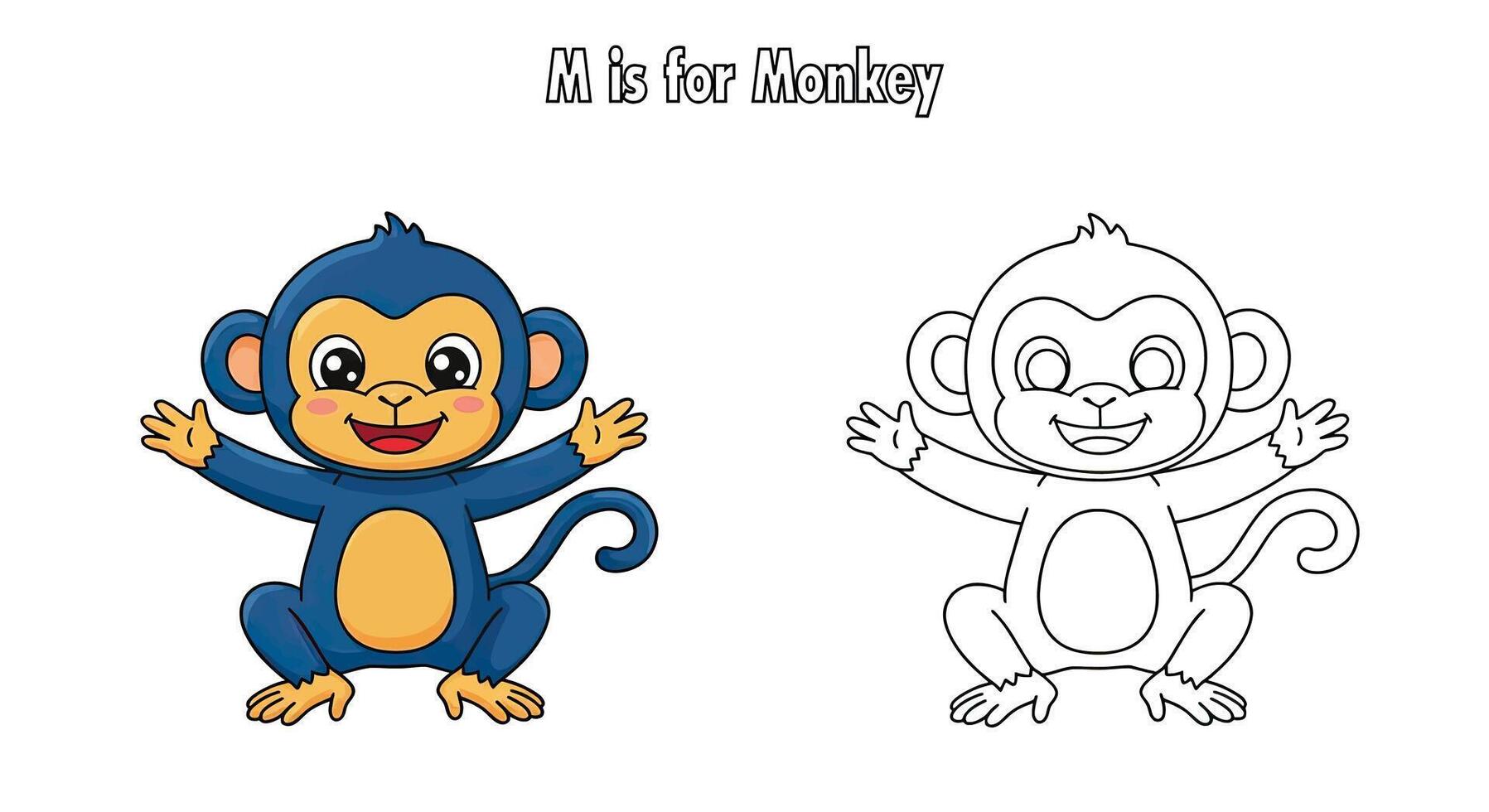 All is for monkey coloring page vector